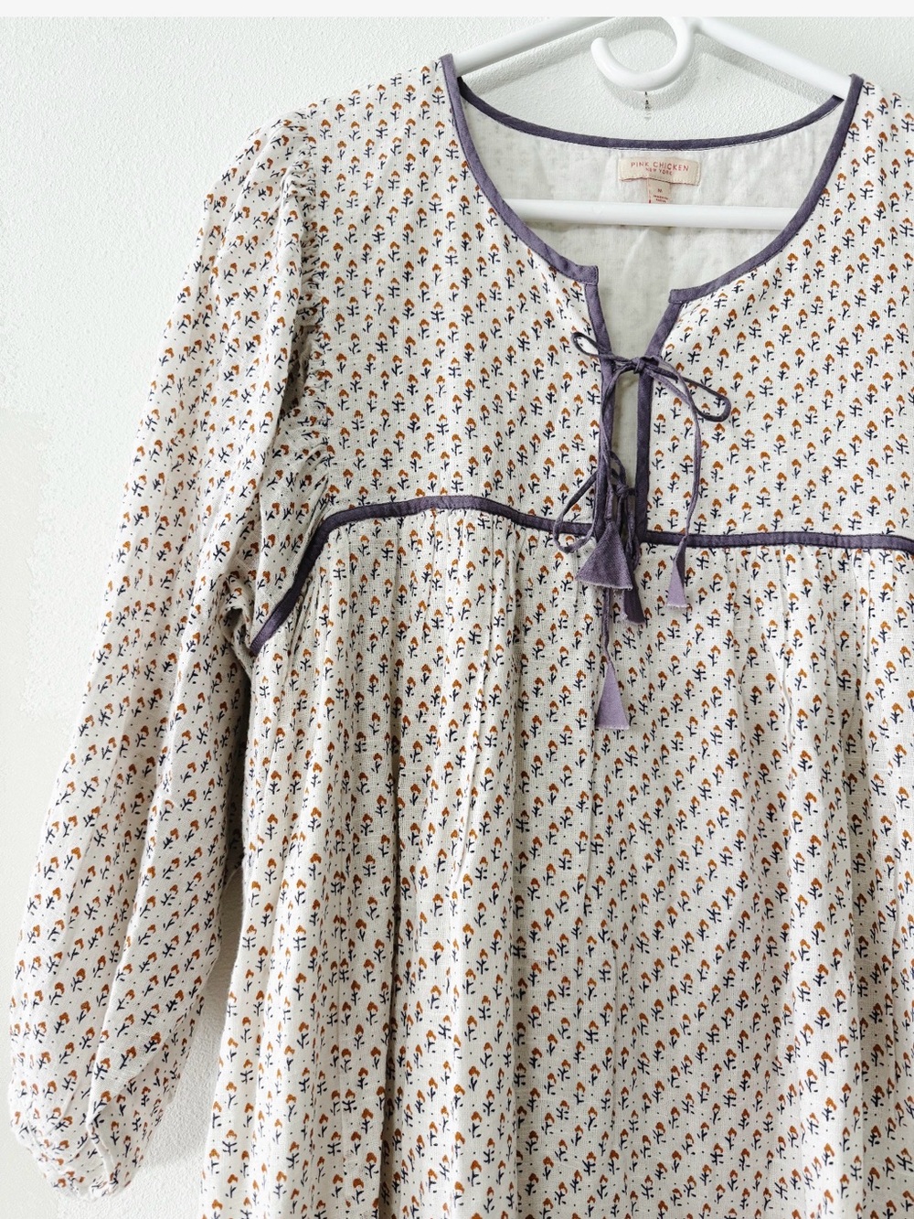Pink Chicken Peasant Midi Dress
Womens Cream Floral Cotton
Lined Boho